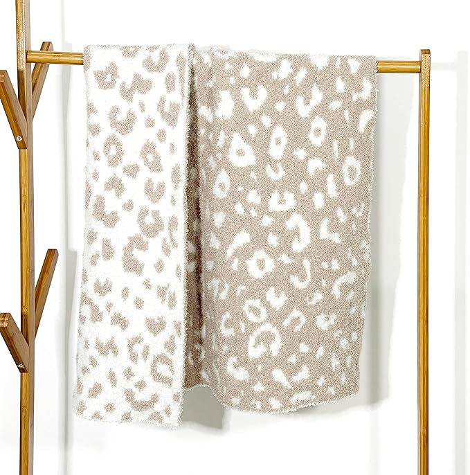 Soft Baby Cozy Swaddling Blanket for Newborn Nursery Knit Leopard Premium Comfort for Infants & Toddlers Perfect for Nursery, Crib, Stroller, 30x40 Inch Beige Cheetah