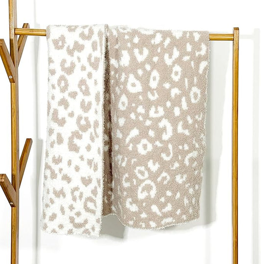 Soft Baby Cozy Swaddling Blanket for Newborn Nursery Knit Leopard Premium Comfort for Infants & Toddlers Perfect for Nursery, Crib, Stroller, 30x40 Inch Beige Cheetah