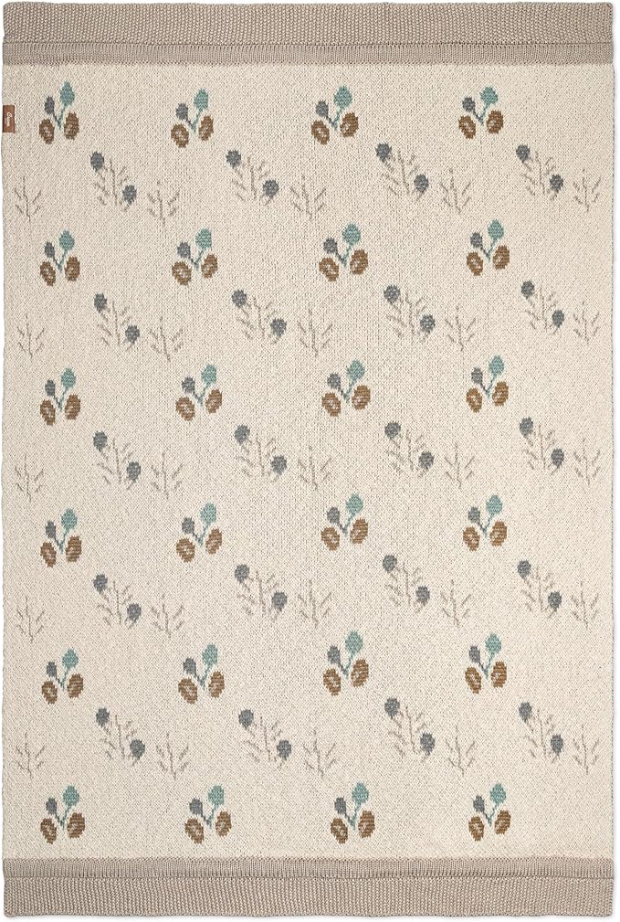 Crane Baby 100% Organic Cotton Knit Baby Blanket with Poppy Design, Soft Reversible Stroller and Crib Blanket, Gender Neutral Multicolor Bohemian