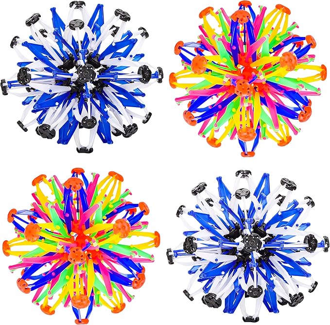 4Pcs Colorful Sphere Expandable Breathing Balls Fidget Toy-Stress Reliever ,Collapsible Expanding Magic Ball Toys from 6" to 12"for Kids & Adults Mindfulness Meditation Practices,Yoga -ADHD