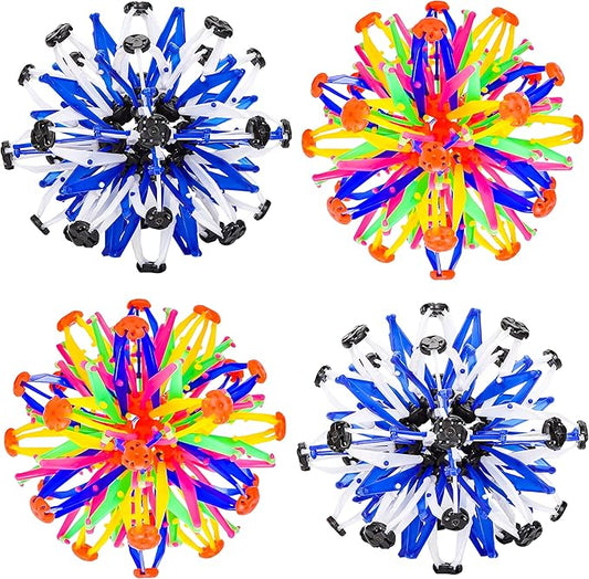 4Pcs Colorful Sphere Expandable Breathing Balls Fidget Toy-Stress Reliever ,Collapsible Expanding Magic Ball Toys from 6" to 12"for Kids & Adults Mindfulness Meditation Practices,Yoga -ADHD