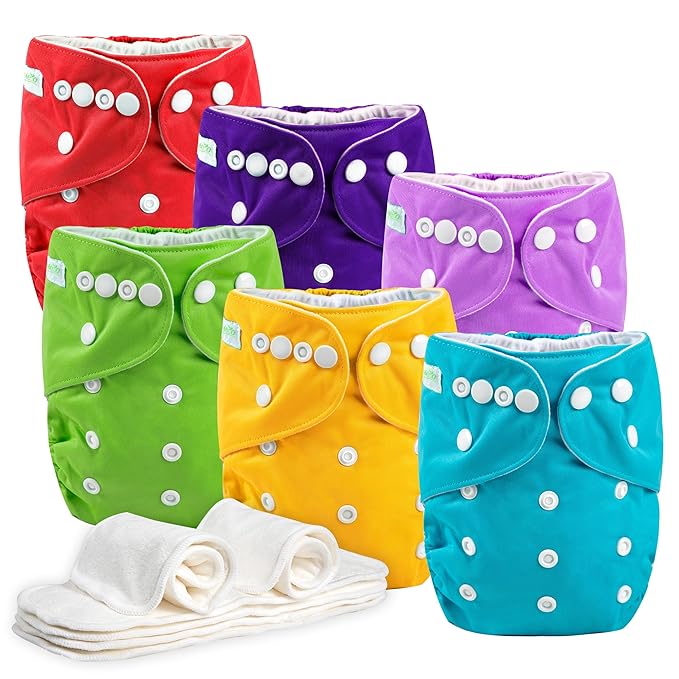 Wegreeco Cloth Diapers 6 Pack with Inserts, Washable Reusable Diapers for Babies, One Size Adjustable (Naughty)