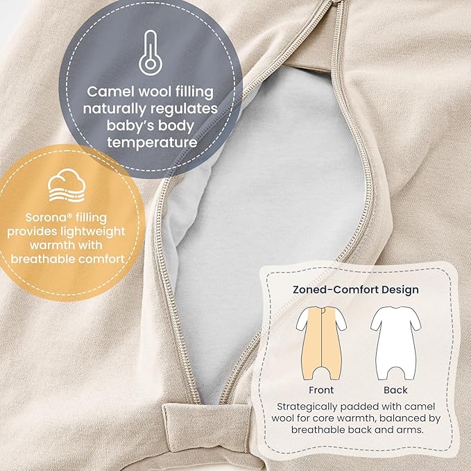 kaiya baby Unisex Toddler Sleep Sack with Feet 1.0 Tog Split Legs Sleep Sack 18-36 Months, Sleep Bag Walker, Gifts for Boys & Girls, Cream