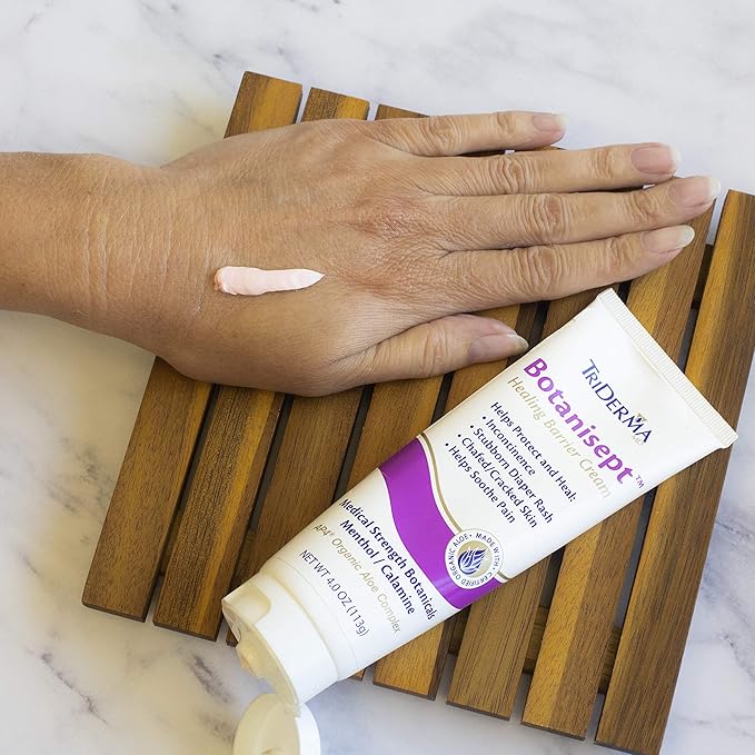 TriDerma Botanisept™ Barrier Cream - AP4 Aloe Vera Gel, Zinc, Calamine for Incontinence, Diaper Rash, Postpartum Essentials, Chafing Cream - FSA Eligible - Skin Care Relief & Moisture Barrier - 4 oz