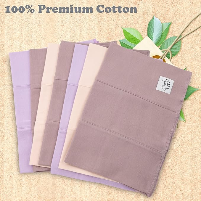 Baby Burp Cloths for Boys and Girls - 7 Pack Large 100% Cotton - Double Layered Extra Absorbent Burp Rags, Lavender