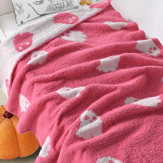 Halloween Pink Ghost Soft Baby Cozy Swaddling Blanket for Newborn Nursery Kids 30x40 Inch Pink Ghost