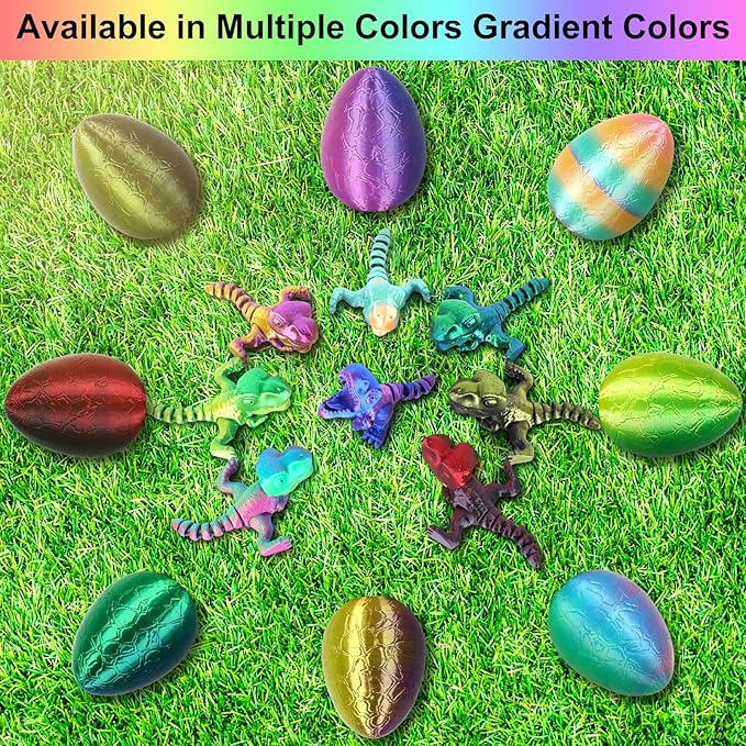 3D Printed Dragon Kids Dinosaur Toys 3D Printed Fidget Toys, Articulated Dragon Egg, 3D Dragon, Home Office Decor Executive Desk Toy 3D Printed Dragon Eggs with Dragon Inside (Rainbow)