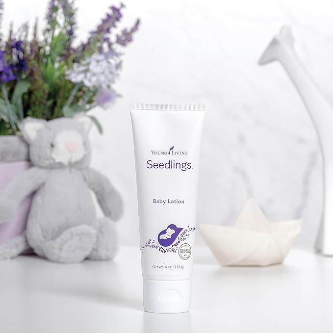 Young Living Seedlings Baby Lotion - 4 oz - Hypoallergenic Skincare for Delicate & Sensitive Infant Skin - Gentle, Non-Greasy, Soothing Hydration & Softness