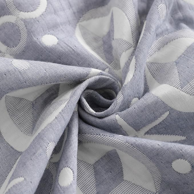 NTBAY 3 Layer Toddler Blanket, Muslin Cotton Jacquard Bed Blankets, Lightweight Thermal Baby Blanket, Super Soft and Warm Crib Blanket for All Seasons, Decoration Gift, 30"x40", Blue Starfish