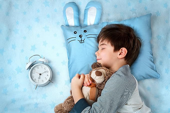 kinder Fluff Toddler Pillow & Pillowcase Set 13x18in – 233T Cotton Pillow Covers & Down Alternative Pillow Fill – Hypoallergenic Toddler Pillows – Travel Pillows – Blue