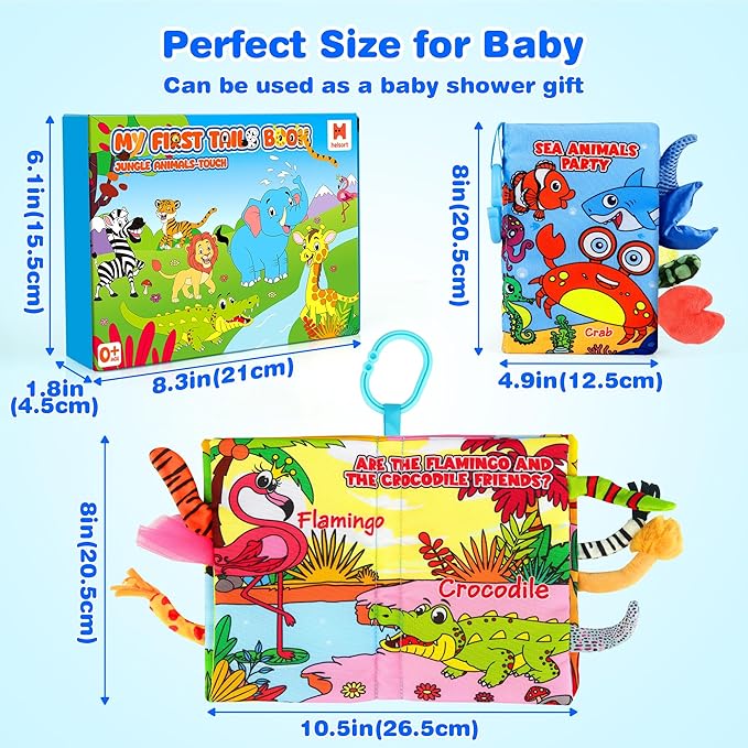 2PCS Crinkle Cloth Books - High Contrast Sensory Toys Touch Feel Book for Tummy Time, Infant Travel Essentials Forest Ocean Themes, and Newborn Development Toys 0-18 Months
