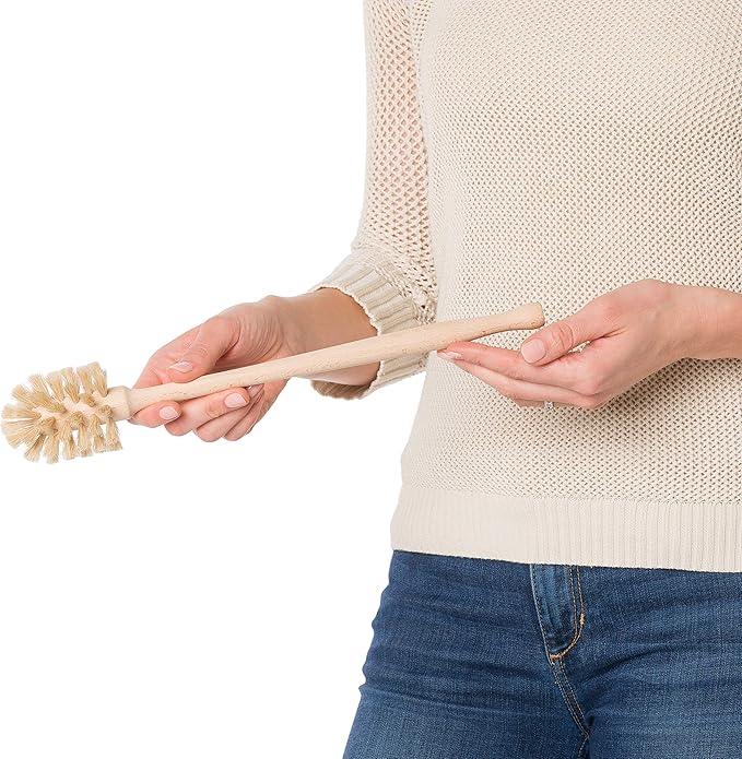 REDECKER Bottle Brush Cleaner - Horsehair and Beechwood Handle for Vases, Pitchers, Mugs, and Baby Bottles, 13-3/4 Inch, Dense Natural Bristles - Wooden Bottle Brush - Bottle Brush Wood Handle