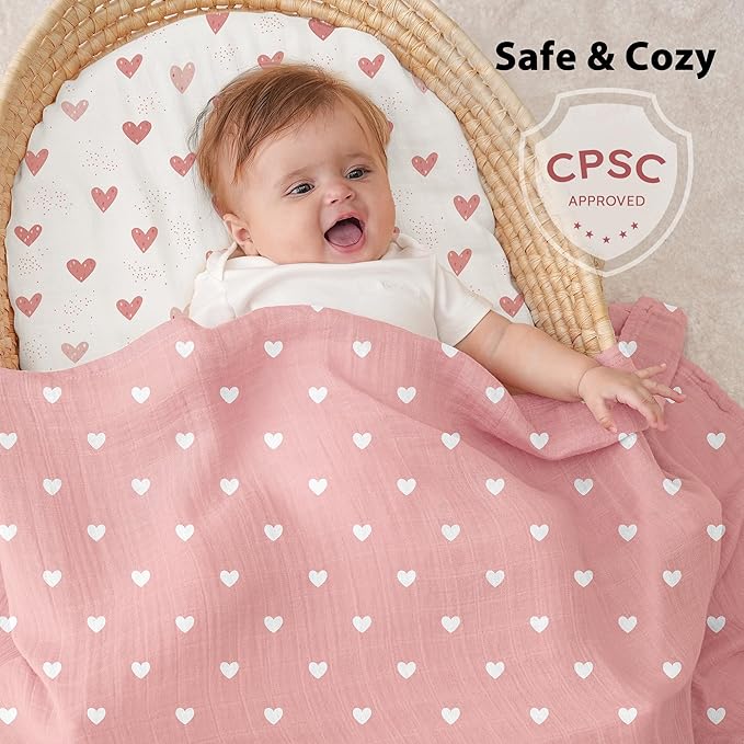 Yoofoss Muslin Swaddle Blankets, 4-Pack Receiving Blankets for Baby Boys and Girls, 47 x 47 Inches Baby Blanket Neutral Swaddle Wrap 70% Rayon from Bamboo and 30% Organic Cotton