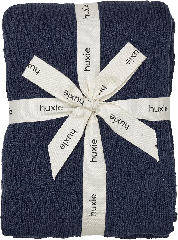 Knitted Organic Cotton Baby Blanket- Swaddle Blanket, 30" x 40" Soft Receiving Blanket for Newborn(North Sea Blue)