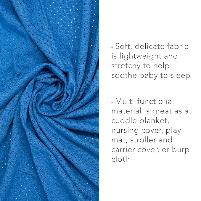 Woombie Organic Cotton Airwrap Baby Swaddling Blanket Set - Lightweight, Multi-Use Receiving Blankets - Set of 3, 44 x 44 inches - Blues