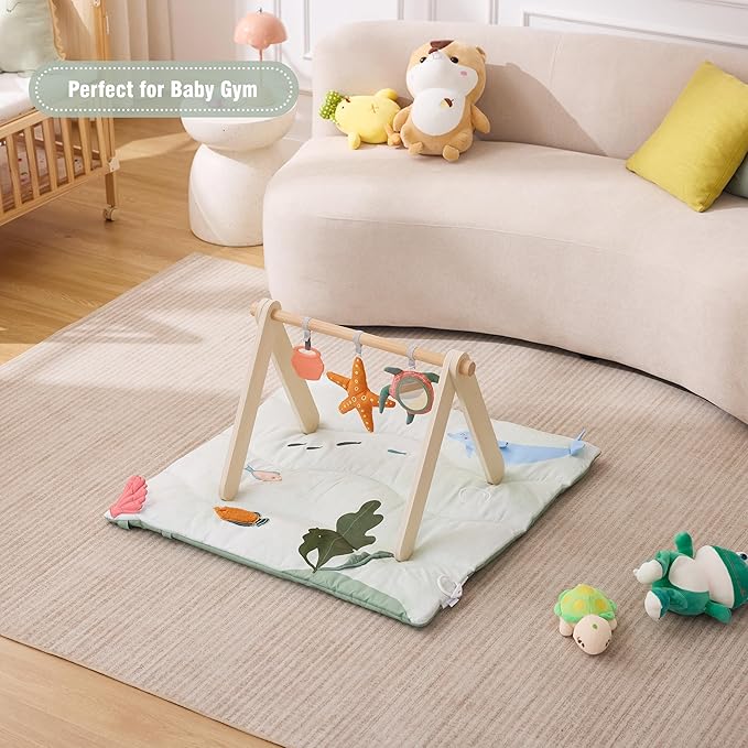 Spirich 9-in-1 Tummy Time Mat, Soft Sensory Mat for Infants, Baby Play Gym Mat, Newborn Essentials Shower Gift