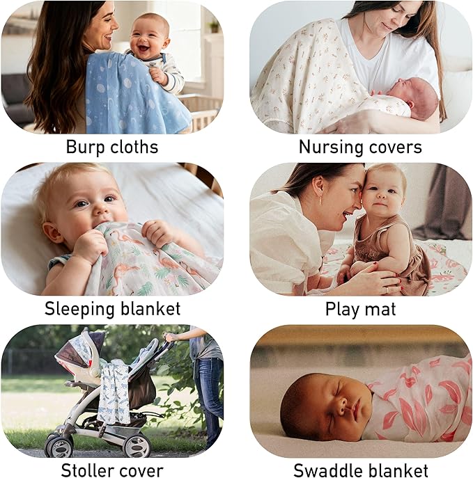GLLQUEN BABY Muslin Swaddle Blankets Breathable Receiving Blankets (35" x 40") 2-Pack Soft Baby Blankets for Girls and Boys Newborn Essentials Muslin Burp Cloths Swaddle Wrap Baby Gift(Astronaut)