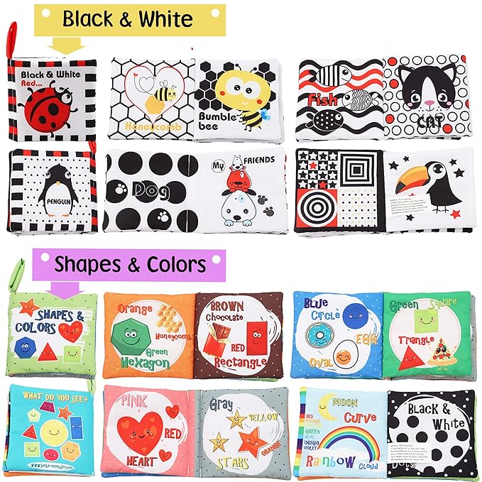 Baby Books Toys Gifts, Touch and Feel Cloth Crinkle Books for Babies,Infant Toddler Baby 0-3-6-12-18 Months,Early Learning Toys 6 to 12 Months 1-2 Years Old, Easter Shower Gift for Boys Girls,4 PCS