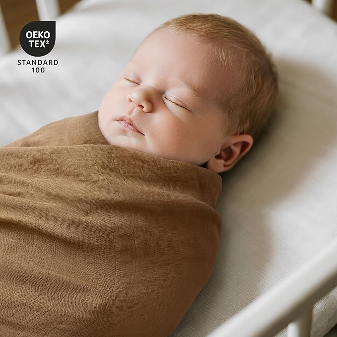 GLLQUEN BABY Muslin Swaddle Blankets Breathable Receiving Blankets (35" x 40") 2-Pack Soft Baby Blankets for Girls and Boys Newborn Essentials Muslin Burp Cloths Swaddle Wrap Baby Gift(Barn Prelude)