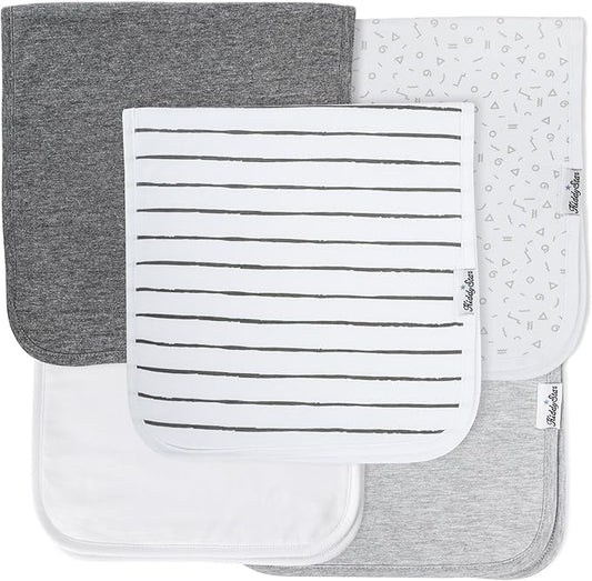 Premium 5-Pack Large Organic Cotton Burp Cloths – 3 Layers, Ultra Soft & Absorbent Burping Towel, Shoulder Towel & Hand Towel