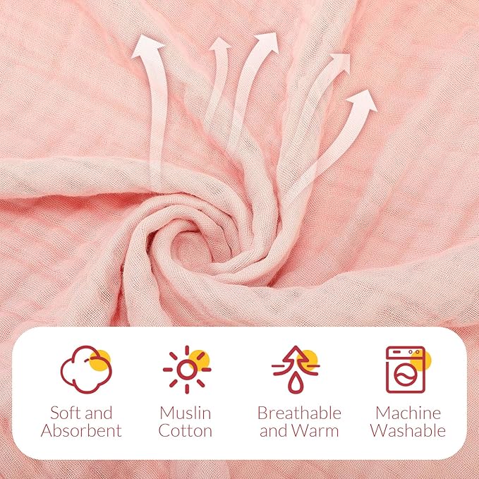 VitalCozy 8 Pcs Baby Muslin Hooded Bath Towels and Washcloths Muslin Cotton Hooded Baby Towels Absorbent Blankets for Gift Newborn Infant Shower (32 x 32 Inch,Elegant Color)