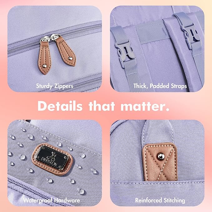 Dikaslon Diaper Bag Backpack with Portable Changing Pad, Pacifier Case and Stroller Straps, Large Unisex Baby Bags for Boys Girls, Multipurpose Travel Back Pack Moms Dads, Taro Purple