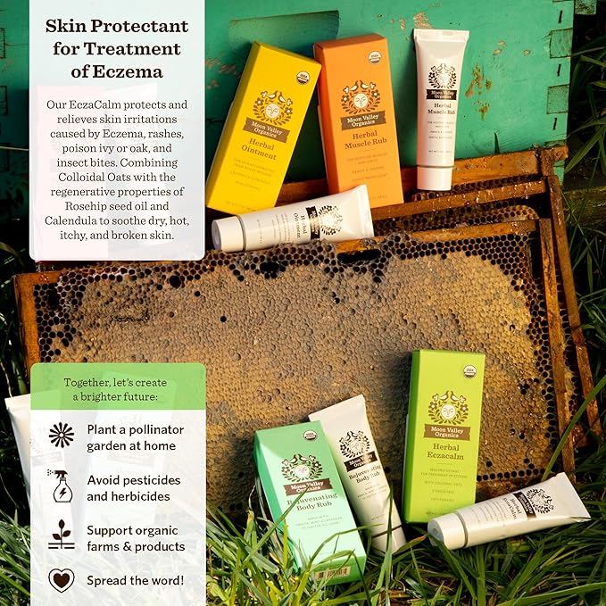 Moon Valley Organics Eczacalm, Eczema and Psoriasis Cream, Herbal Skincare Ointment for Dry and Itchy Skin, Lotion with Colloidal Oats, Beeswax, and Aloe Vera, 1.7 oz