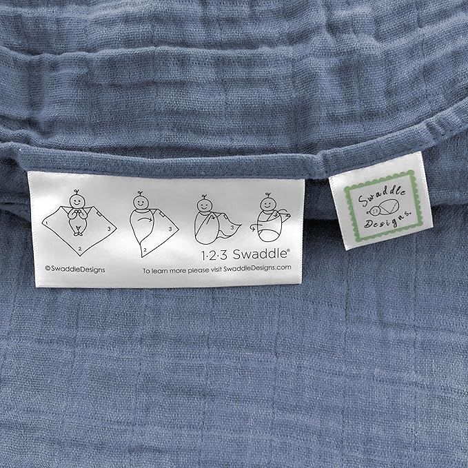 SwaddleDesigns Cotton Muslin Swaddle Blanket, Receiving Blanket for Baby Boys & Girls, Best Registry Gift, 46x46 inches, Denim