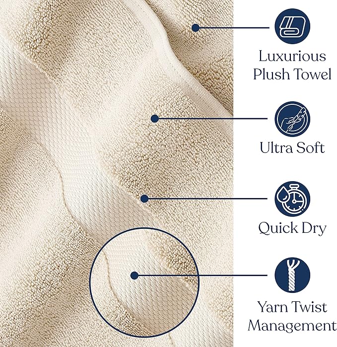 Delara Organic Cotton Luxuriously Plush Bath Towel Pack of 4 | GOTS & OEKO-TEX Certified | Premium Hotel Quality Towels | Feather Touch Technology|650 GSM Long Staple|Soft, Quick Dry & Ultra-Absorbent