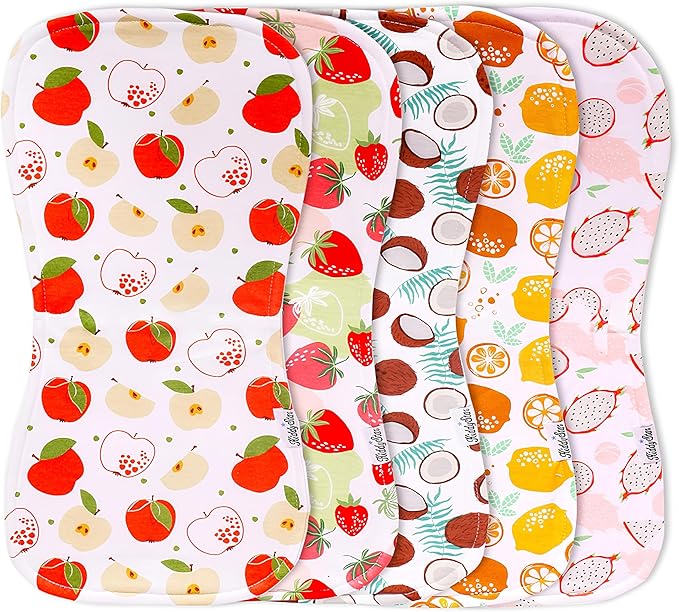 Premium 5-Pack Large Organic Cotton Burp Cloths – 3 Layers, Ultra Soft & Absorbent Burping Towel, Shoulder Towel & Hand Towel