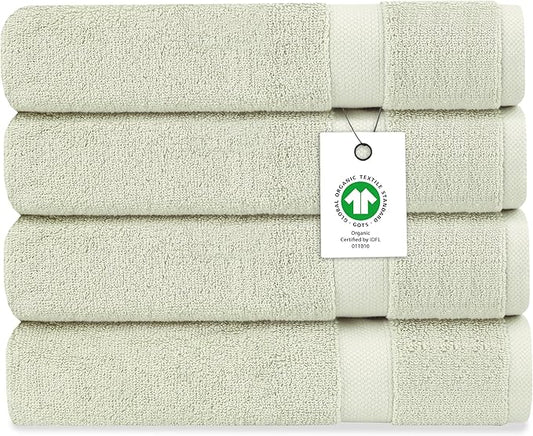 Delara Organic Cotton Luxuriously Plush Bath Sheet Pack of 4 | GOTS & OEKO-TEX Certified | Premium Hotel Quality Towels | Feather Touch Technology|650 GSM Long Staple|Soft, Quick Dry & Ultra-Absorbent