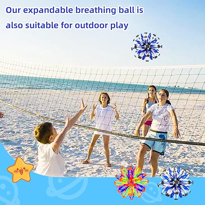 2Pcs Colorful Sphere Expandable Breathing Balls Fidget Toy-Stress Reliever ,Collapsible Expanding Magic Ball Toys from 6" to 12"for Kids & Adults Mindfulness Meditation Practices,Yoga -ADHD