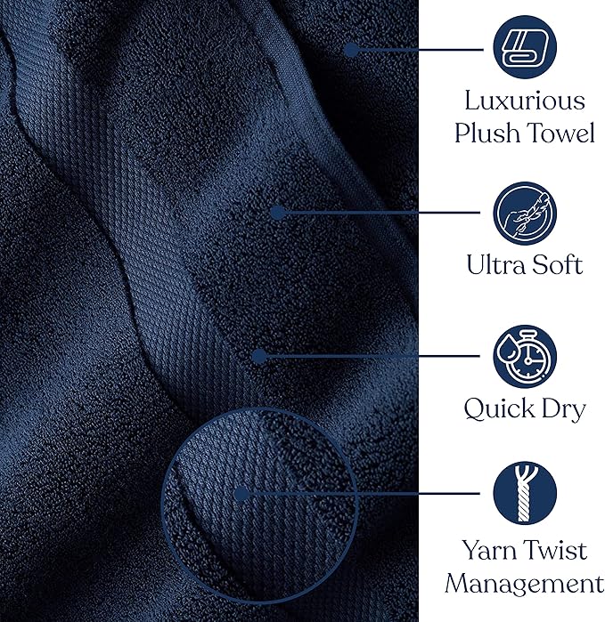 Delara Organic Cotton Luxuriously Plush Bath Towel Pack of 4 | GOTS & OEKO-TEX Certified | Premium Hotel Quality Towels | Feather Touch Technology|650 GSM Long Staple|Soft, Quick Dry & Ultra-Absorbent