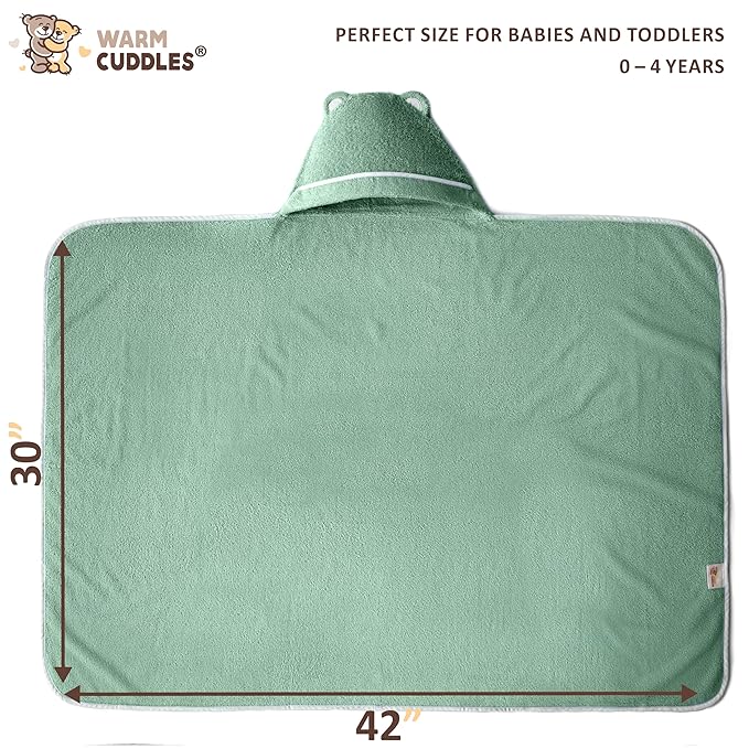 Premium Toddler Towels with Hood - Extra Soft Rayon from Bamboo Toddler Bath Towel (Green)