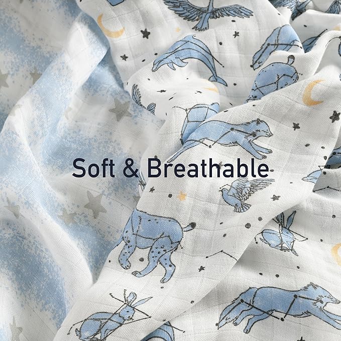 GLLQUEN BABY Muslin Swaddle Blankets 4-Pack Breathable Receiving Blankets (35" x 40") Soft Baby Blankets for Girls and Boys Newborn Essentials Muslin Burp Cloths Swaddle Wrap Baby Gift(Cosmos)