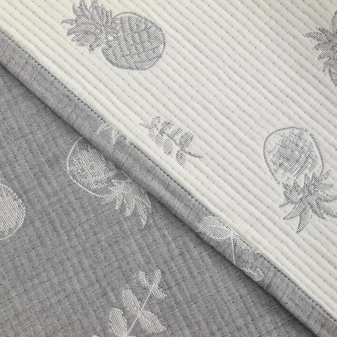 NTBAY 3 Layer Toddler Blanket, Muslin Cotton Jacquard Bed Blankets, Lightweight Thermal Baby Blanket, Super Soft and Warm Crib Blanket for All Seasons, Decoration Gift, 30"x40", Grey Pineapple